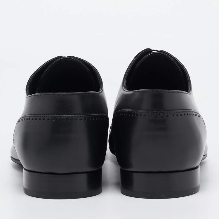 Pre Owned Louis Vuitton Black Leather Oxfords Size 43