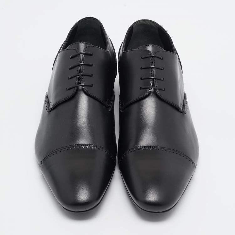 Pre Owned Louis Vuitton Black Leather Oxfords Size 43