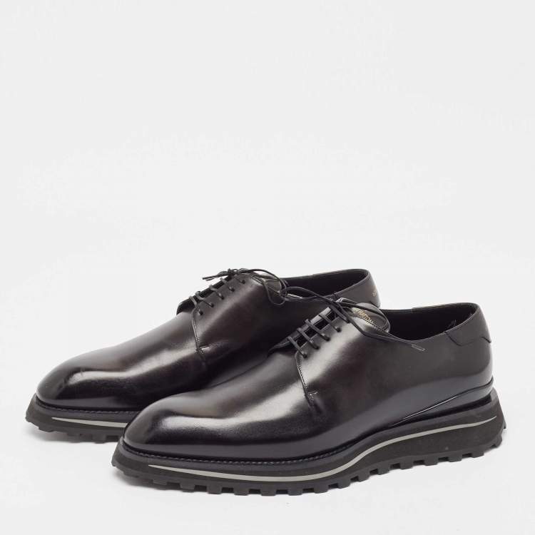 Pre Owned Louis Vuitton Black Leather Lace Up Derby Size 42.5
