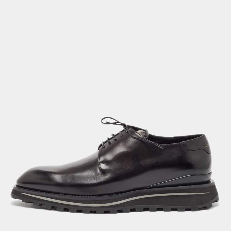 Pre Owned Louis Vuitton Black Leather Lace Up Derby Size 42.5