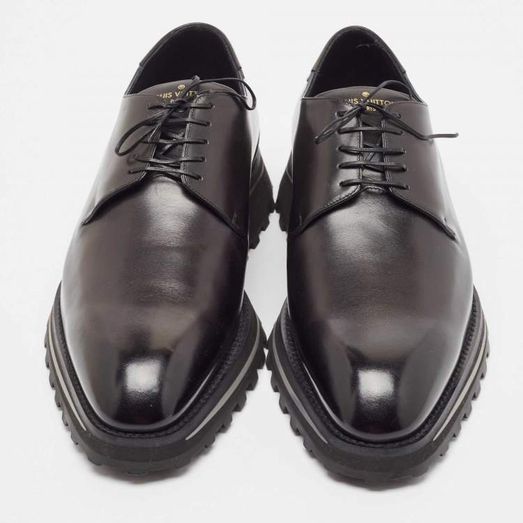 Pre Owned Louis Vuitton Black Leather Lace Up Derby Size 42.5