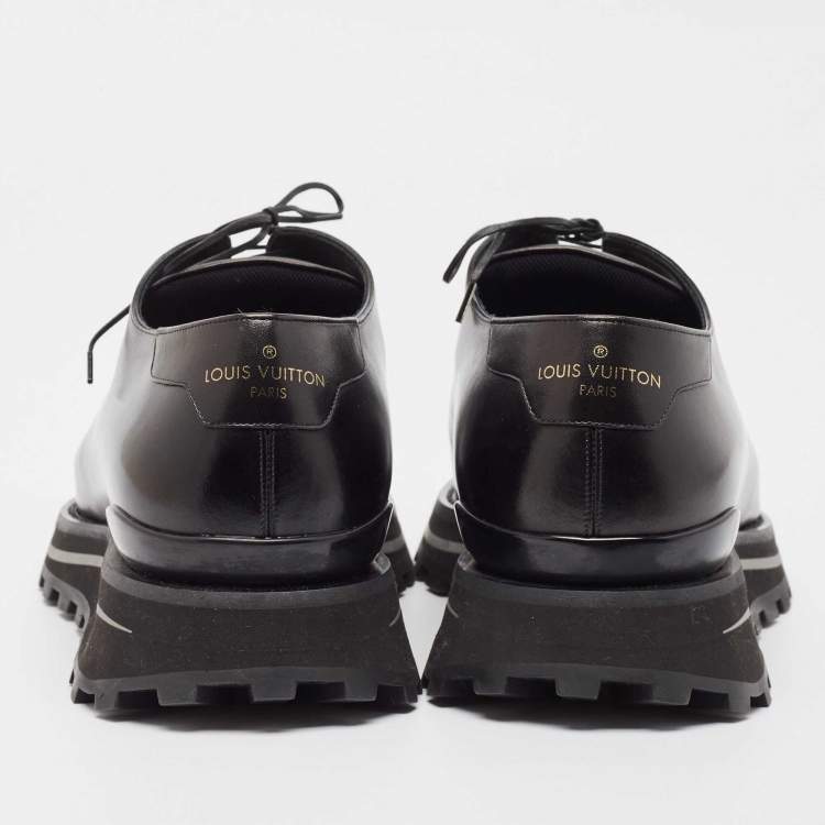 Pre Owned Louis Vuitton Black Leather Lace Up Derby Size 42.5