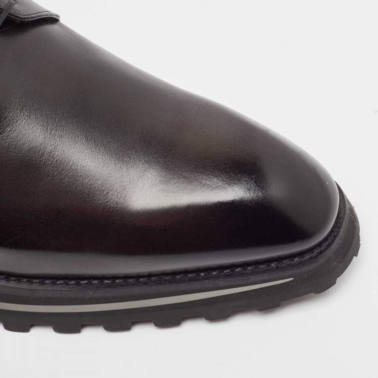 Pre Owned Louis Vuitton Black Leather Lace Up Derby Size 42.5