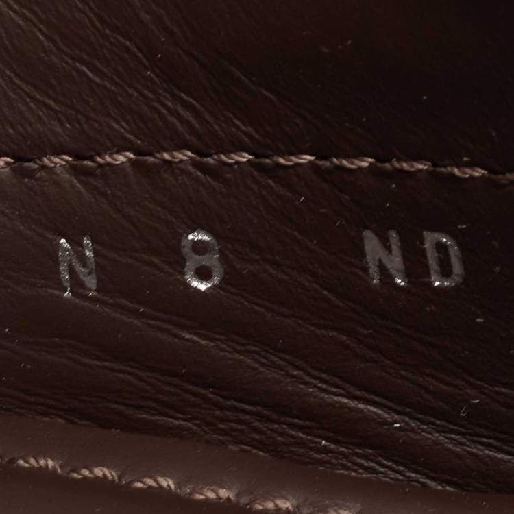Pre Owned Louis Vuitton Brown Petit Damier Suede Navajo Loafers Size 42