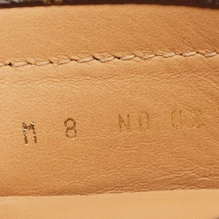 Pre Owned Louis Vuitton Brown Monogram Canvas and Leather Hockenheim Loafers Size 42