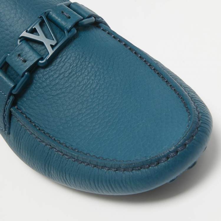 مملوكة مسبقًا Louis Vuitton Blue Leather Hockenheim Slip on Loafers Size 40