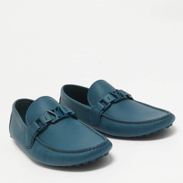 مملوكة مسبقًا Louis Vuitton Blue Leather Hockenheim Slip on Loafers Size 40