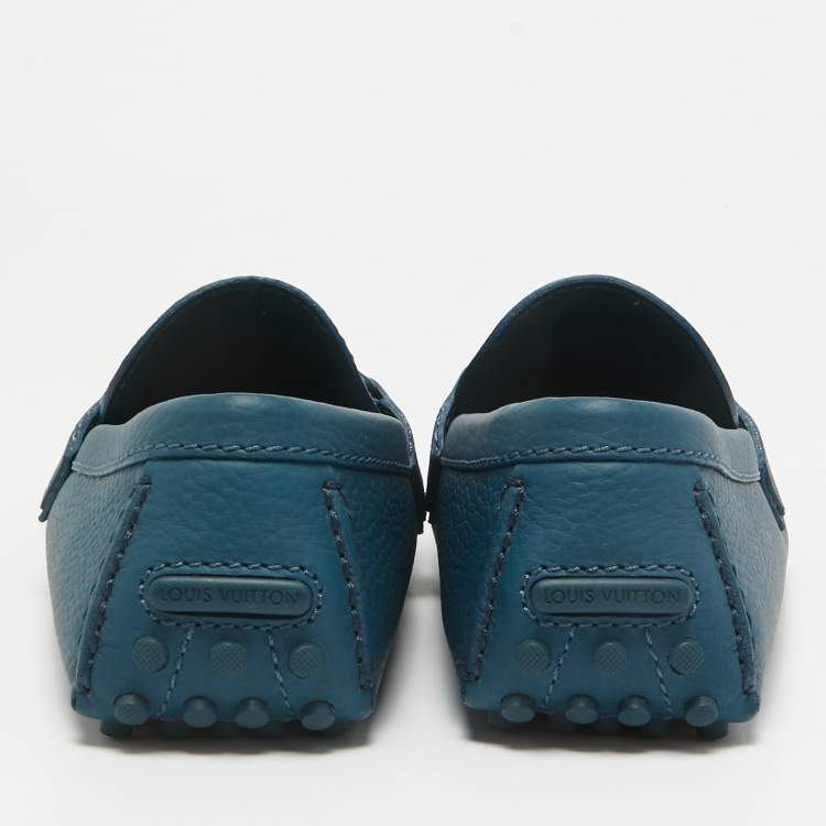 مملوكة مسبقًا Louis Vuitton Blue Leather Hockenheim Slip on Loafers Size 40