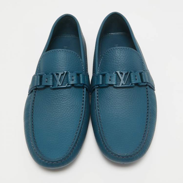 مملوكة مسبقًا Louis Vuitton Blue Leather Hockenheim Slip on Loafers Size 40