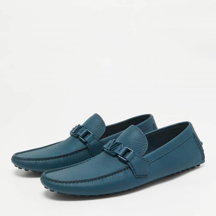 مملوكة مسبقًا Louis Vuitton Blue Leather Hockenheim Slip on Loafers Size 40