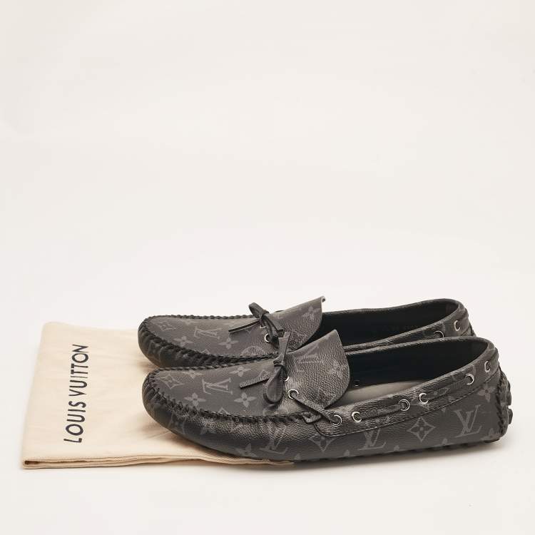Pre Owned Louis Vuitton Black Monogram Canvas Arizona Loafers Size 43.5