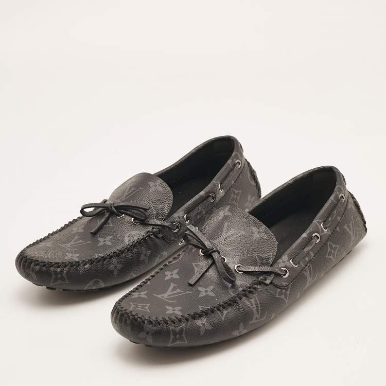 Pre Owned Louis Vuitton Black Monogram Canvas Arizona Loafers Size 43.5