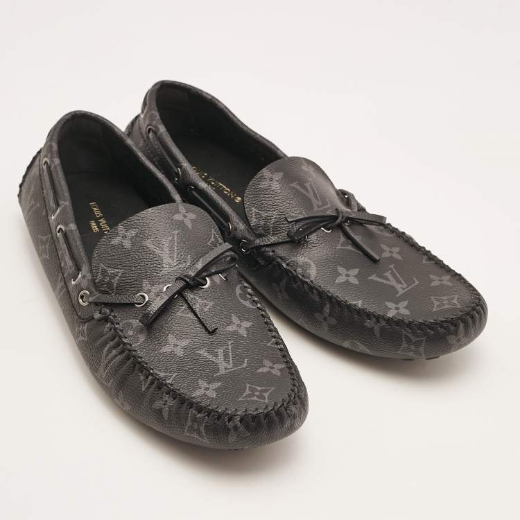 Pre Owned Louis Vuitton Black Monogram Canvas Arizona Loafers Size 43.5
