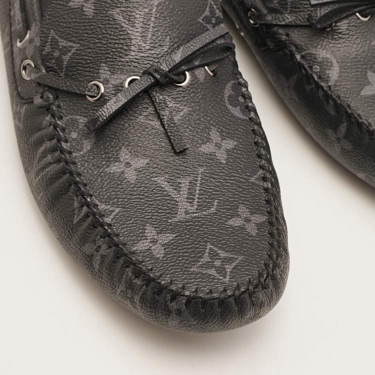 Pre Owned Louis Vuitton Black Monogram Canvas Arizona Loafers Size 43.5