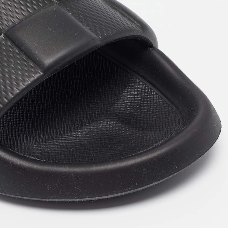 Pre Owned Louis Vuitton Black Rubber Waterfront Slide Sandals Size 43