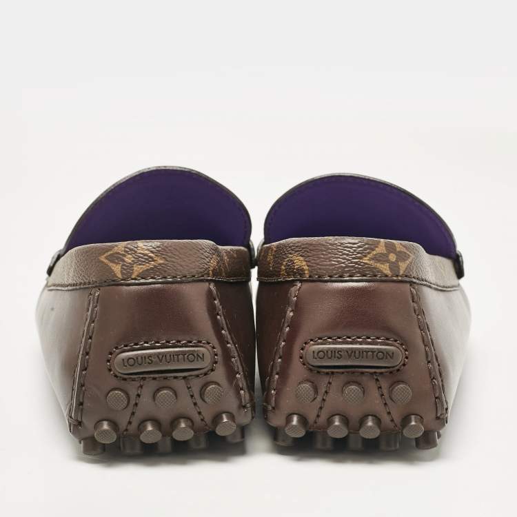 Pre Owned Louis Vuitton Dark Brown Leather Hockenheim Loafers Size 43.5
