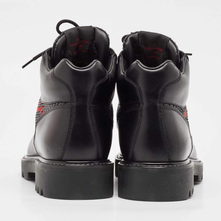 Pre Owned Louis Vuitton Black Leather Ankle Length Oberkampf Ankle Boots Size 41.5