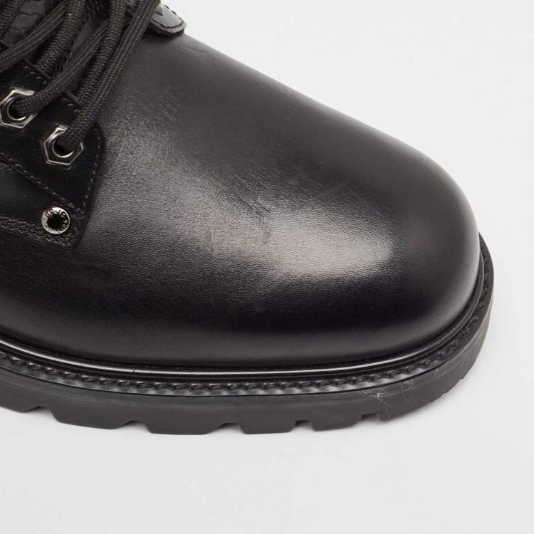 Pre Owned Louis Vuitton Black Leather Ankle Length Oberkampf Ankle Boots Size 41.5