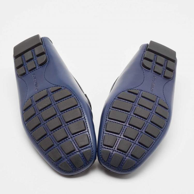 Pre Owned Louis Vuitton Blue Leather Monte Carlo Loafers Size 42.5