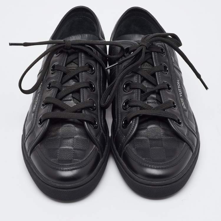 Pre Owned Louis Vuitton Black Damier Infini Leather Low Top Sneakers Size 40.5