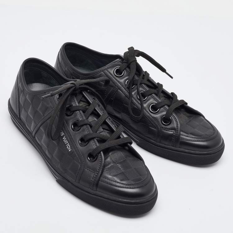Pre Owned Louis Vuitton Black Damier Infini Leather Low Top Sneakers Size 40.5