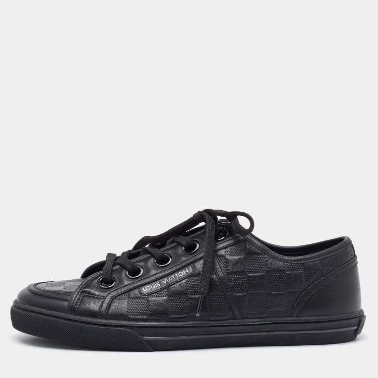 Pre Owned Louis Vuitton Black Damier Infini Leather Low Top Sneakers Size 40.5