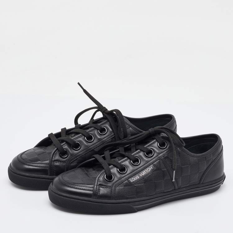 Pre Owned Louis Vuitton Black Damier Infini Leather Low Top Sneakers Size 40.5