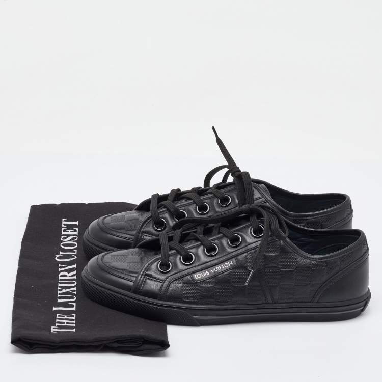 Pre Owned Louis Vuitton Black Damier Infini Leather Low Top Sneakers Size 40.5