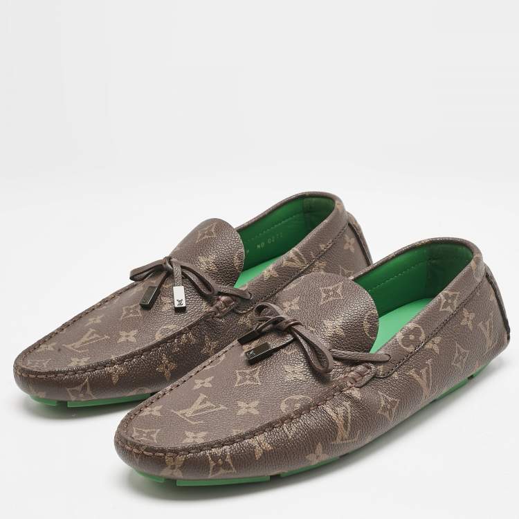 Pre Owned Louis Vuitton Monogram Canvas Driver Loafers Size 43