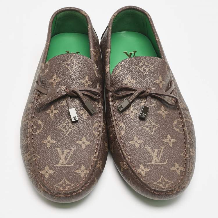 Pre Owned Louis Vuitton Monogram Canvas Driver Loafers Size 43