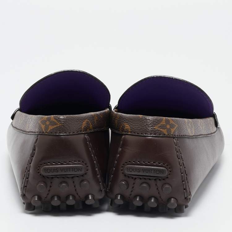 Pre Owned Louis Vuitton Dark Brown Leather Hockenheim Loafers Size 44