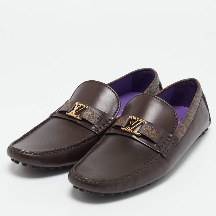 Pre Owned Louis Vuitton Dark Brown Leather Hockenheim Loafers Size 44