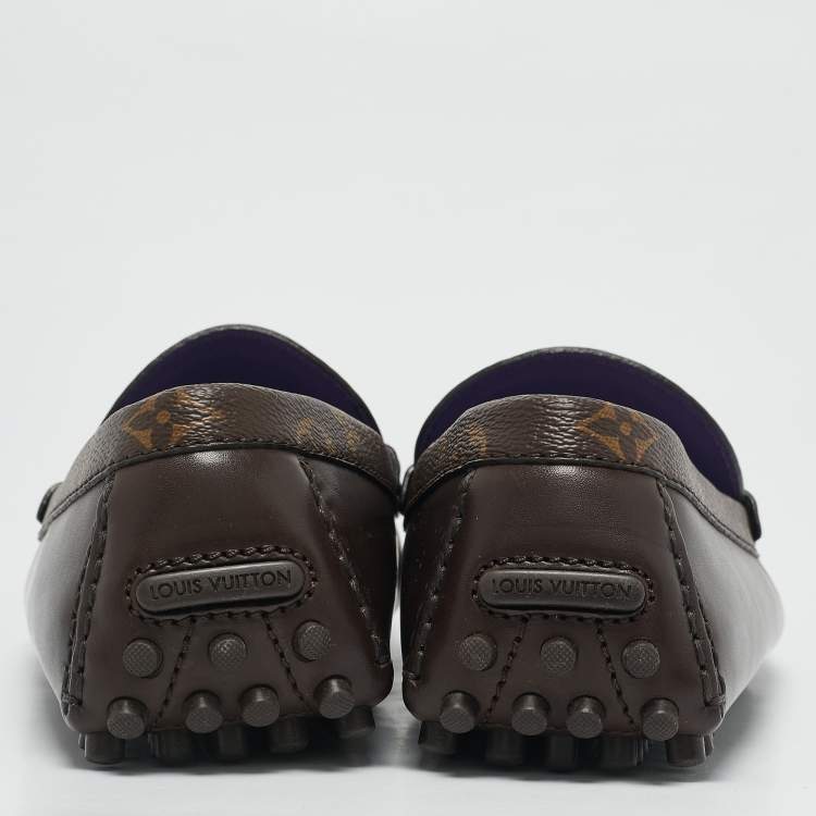 Pre Owned Louis Vuitton Dark Brown Leather Hockenheim Loafers Size 43