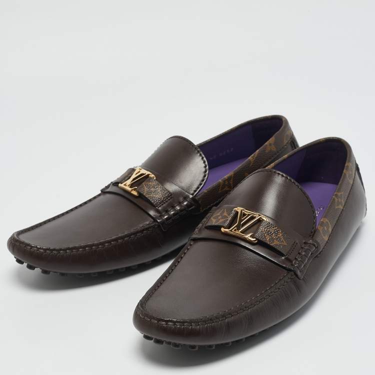Pre Owned Louis Vuitton Dark Brown Leather Hockenheim Loafers Size 43