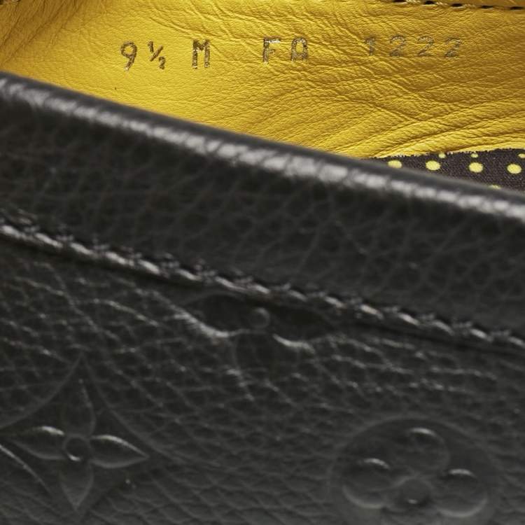 Pre Owned Louis Vuitton Black Monogram Embossed Leather Driver Loafers  Size 43.5