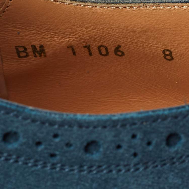 Pre Owned Louis Vuitton Blue Brogue Suede Beaumarchais Derby Size 42