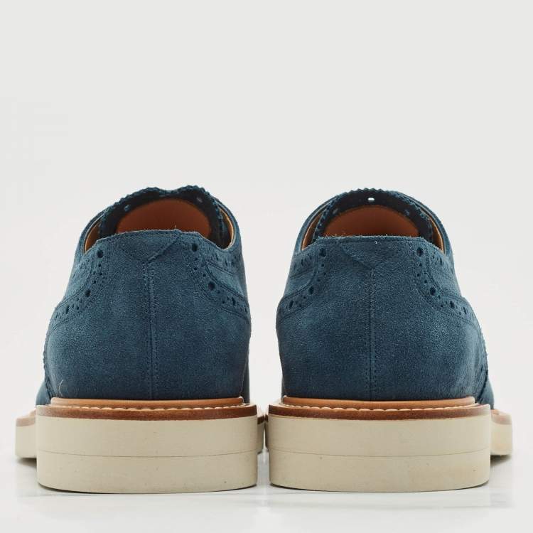 Pre Owned Louis Vuitton Blue Brogue Suede Beaumarchais Derby Size 42