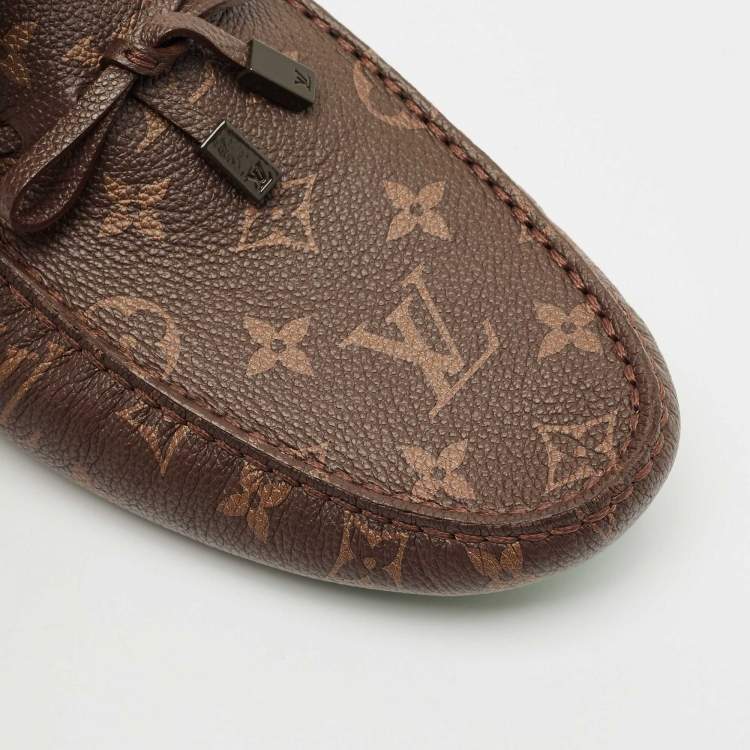 Pre Owned Louis Vuitton Monogram Canvas LV Driver Loafers Size 43