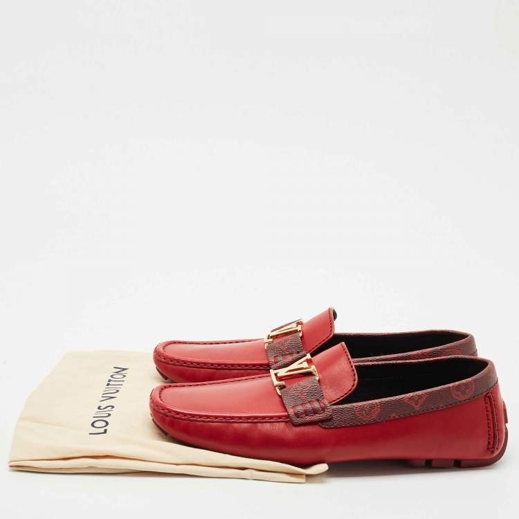 Pre Owned Louis Vuitton Red Leather Monte Carlo Loafers Size 43