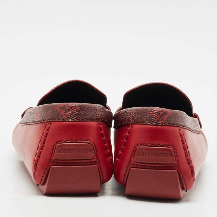 Pre Owned Louis Vuitton Red Leather Monte Carlo Loafers Size 43