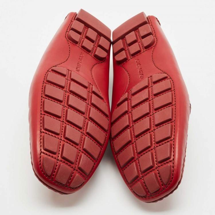 Pre Owned Louis Vuitton Red Leather Monte Carlo Loafers Size 43