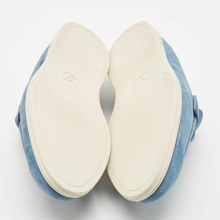 Pre Owned Louis Vuitton Blue Nubuck Leather Estate Loafers Size 43