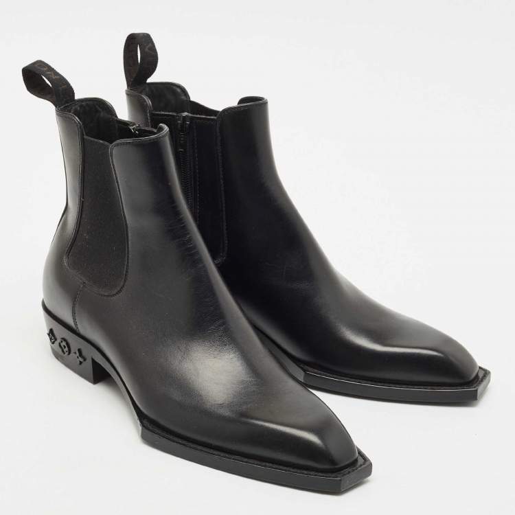 Pre Owned Louis Vuitton Black Leather Chelsea Ankle Boots Size 41