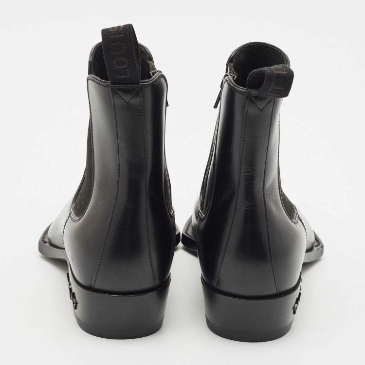 Pre Owned Louis Vuitton Black Leather Chelsea Ankle Boots Size 41