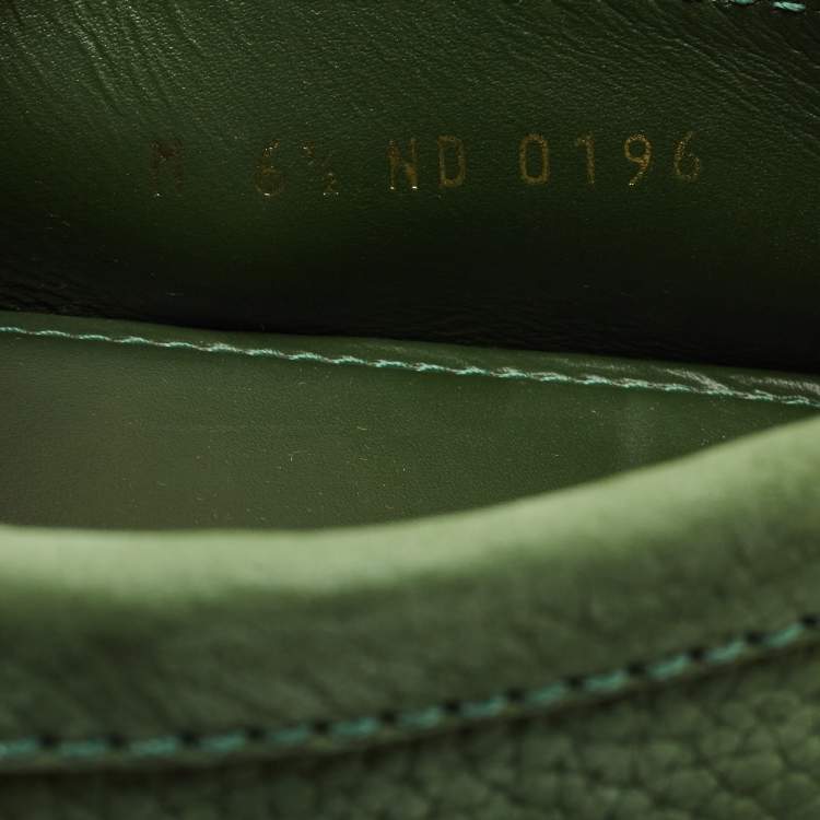 Pre Owned Louis Vuitton Green Nubuck Leather Hockenheim Loafers Size 40.5