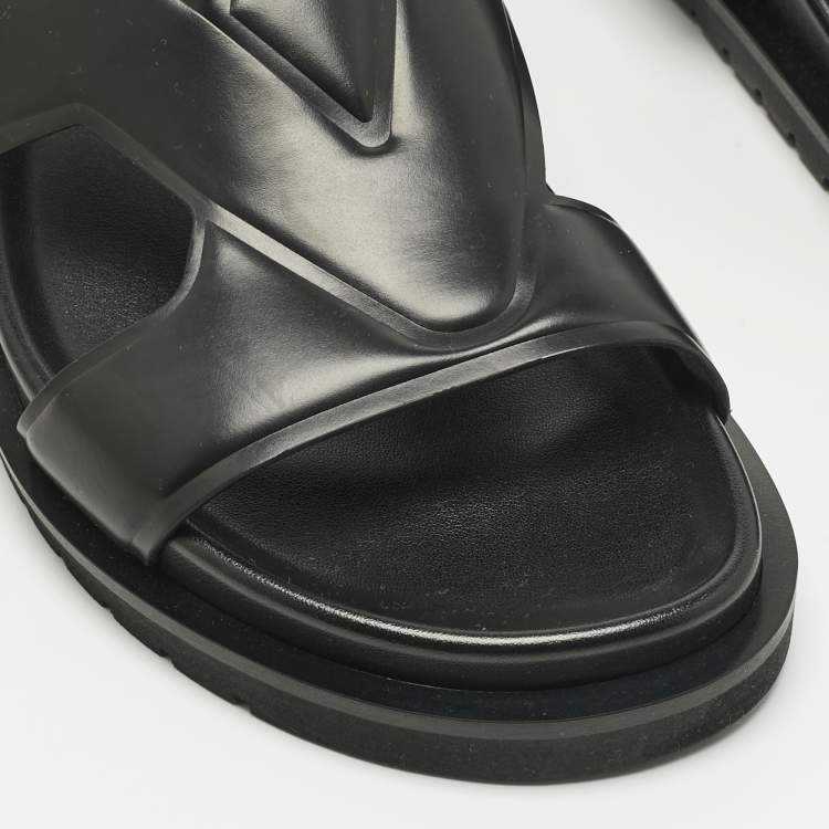 Pre Owned Louis Vuitton Black Leather LV Oasis Slingback Slide Sandals Size 40