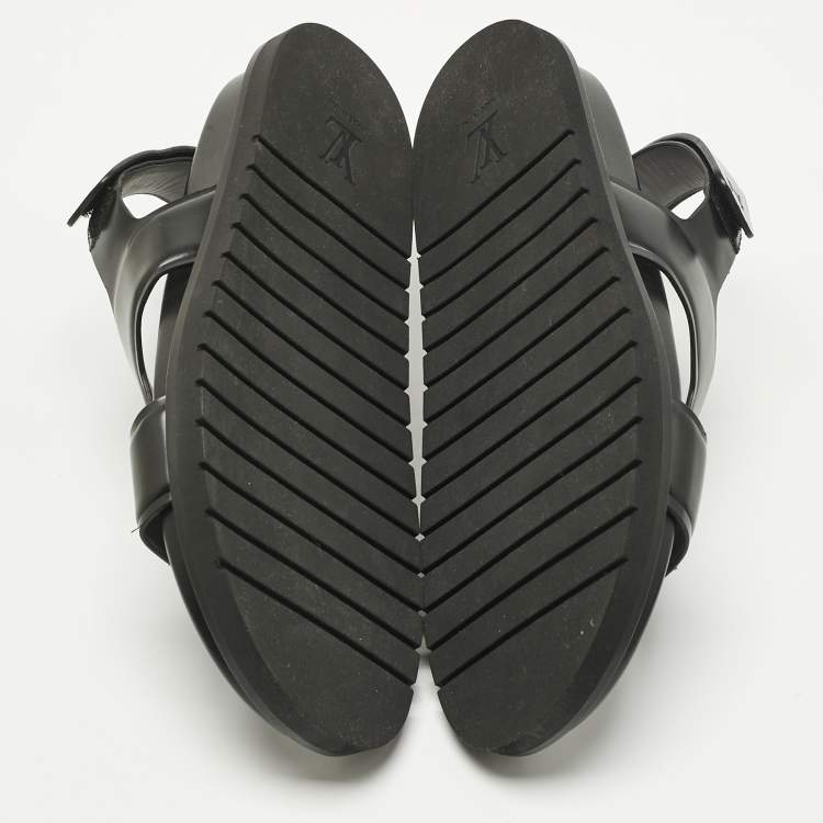 Pre Owned Louis Vuitton Black Leather LV Oasis Slingback Slide Sandals Size 40