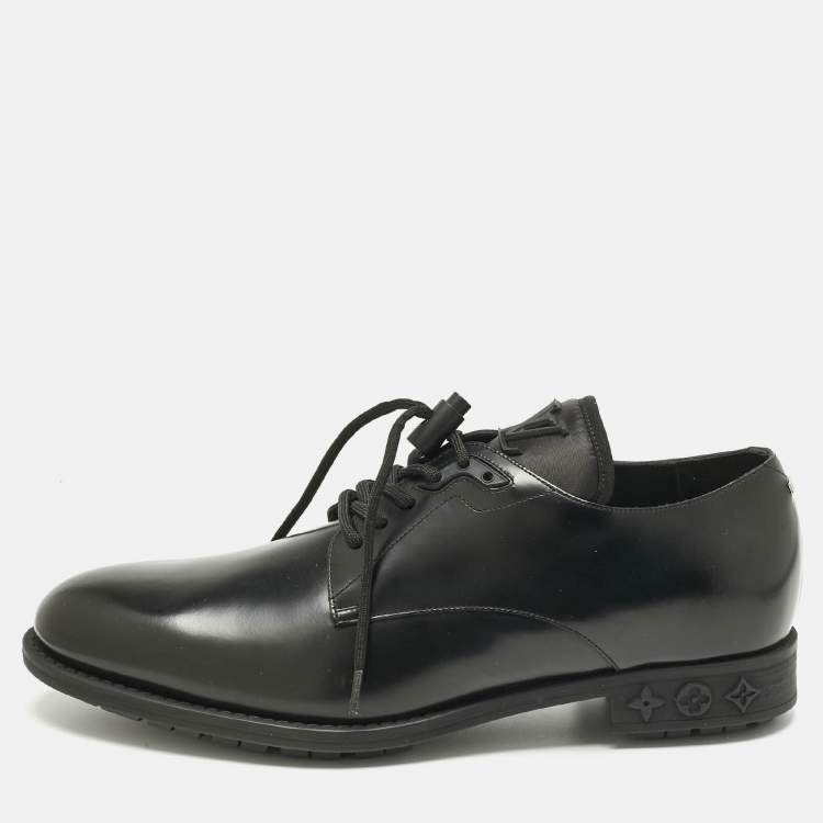 Pre Owned Louis Vuitton Black Leather LV Harness Derby Size 41.5