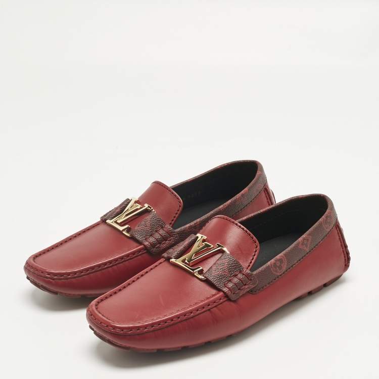 Pre Owned Louis Vuitton Red Leather Monte Carlo Loafers Size 41