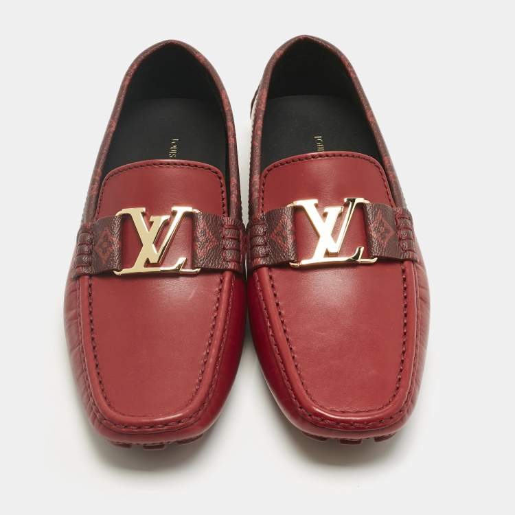 Pre Owned Louis Vuitton Red Leather Monte Carlo Loafers Size 41